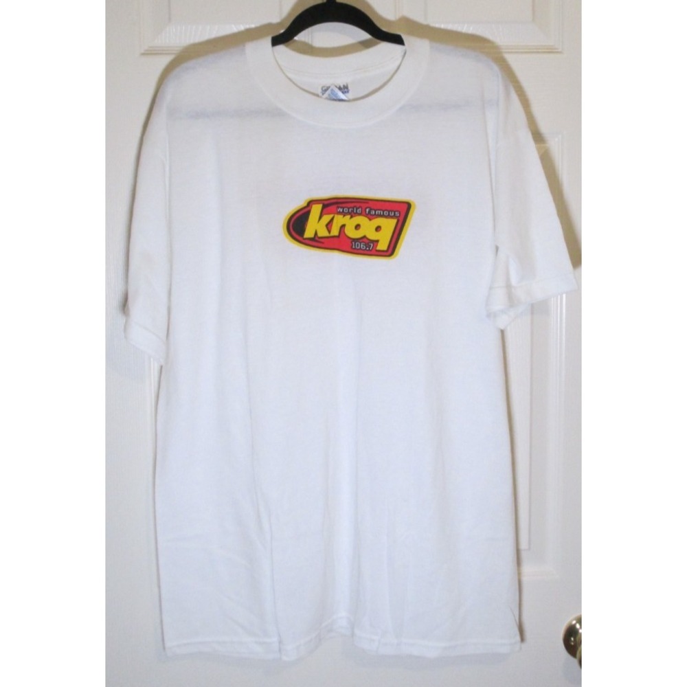 Vintage 00s World Famous KROQ 106.7 FM Los Angeles Logo Men's White Tee L